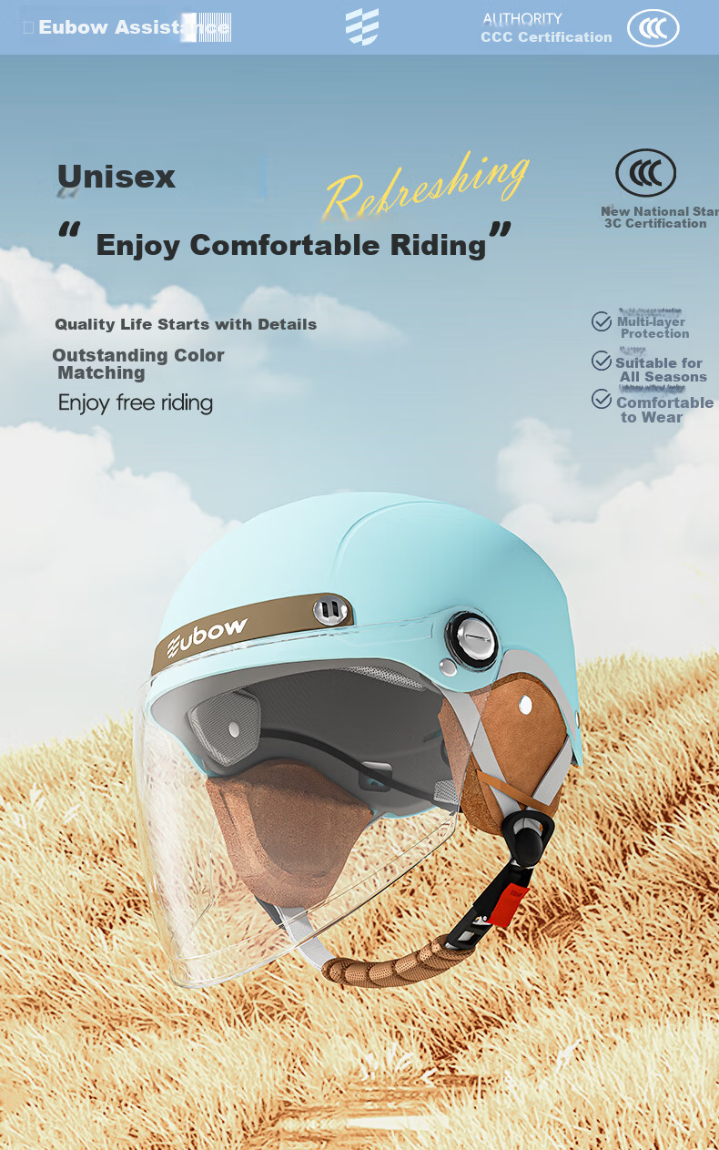YUANBANG Helmet Electric Vehicle 3C Certified New National Standard Class A Electric Bike Half Helmet Unisex Summer Safety Cap All-Season Universal 6