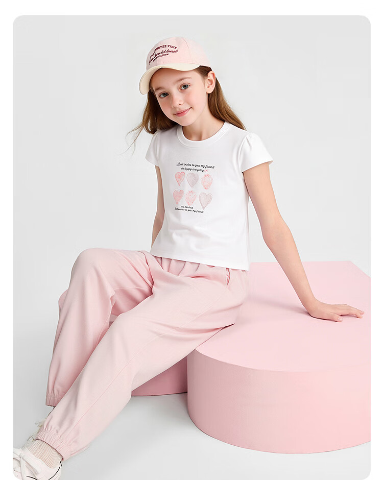 Balabala Girls' Short Sleeve T-Shirt and Pants Set Kids Two-Piece Quick-Dry Summer Outfit 2026 New Trendy Large Kids Clothing 10