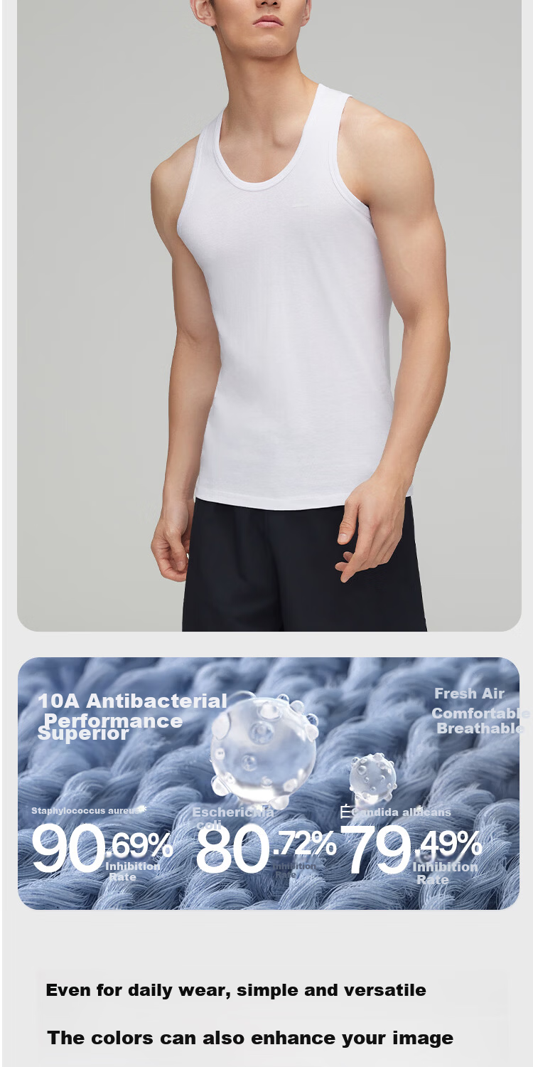 HLA Men’s Cotton Sleeveless Vest, Breathable Basic Thin Undershirt, 2-Pack 5