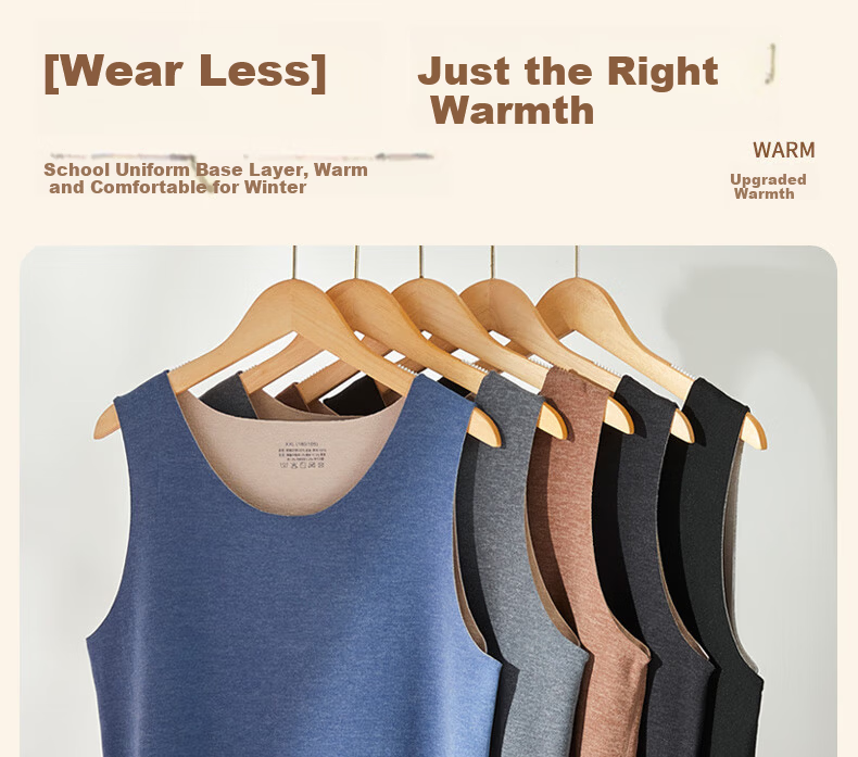 MiiOW Youth Thermal Vest Boys Teen High School Students De Rong Heat Wool Silk Inner Wear Autumn Winter 4