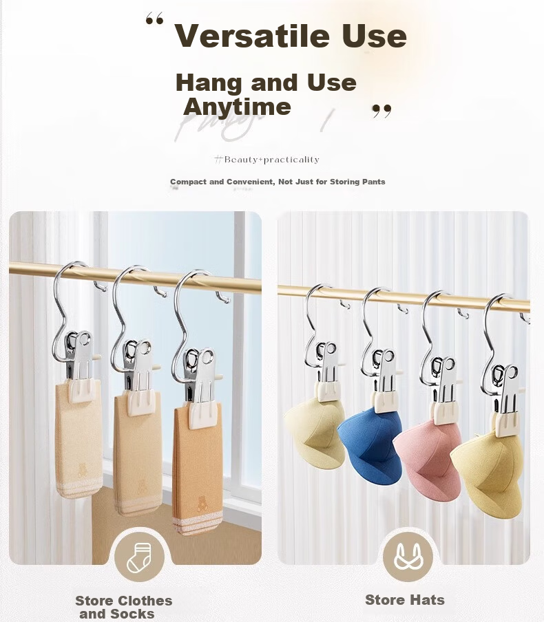 Hakkai Bird Pants Clips Household Sock Clips Hanger Dormitory Non-Marking Multifunctional Hook Storage Pants Organizer Off-White 15-Pack 10