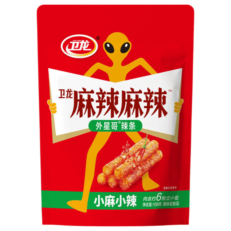 卫龙 辣条 麻辣味108g 小麻小辣 办公室休闲零食 小吃麻辣棒 独立小包