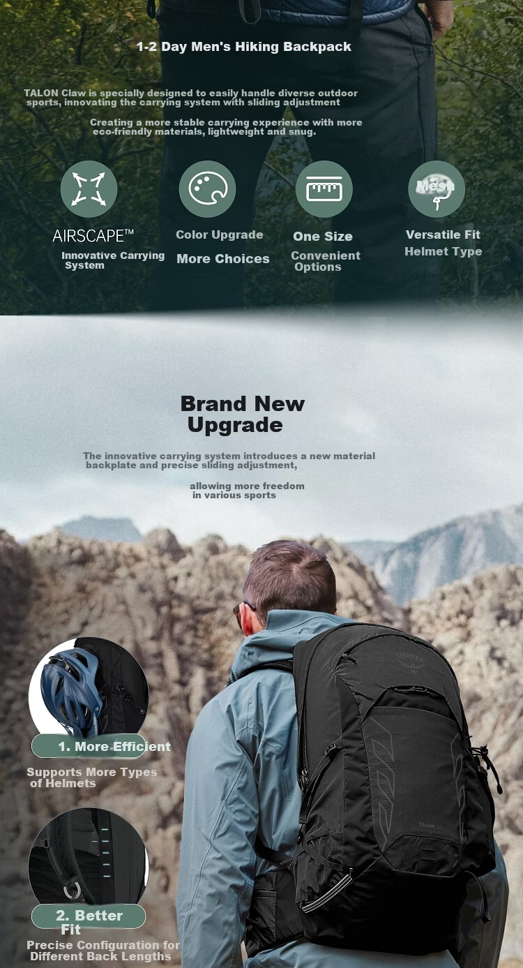 OSPREY Talon Claw 22L New Small Eagle Backpack Professional Outdoor Hiking Lightweight Travel Mountaineering Bag Men Black O/S 3