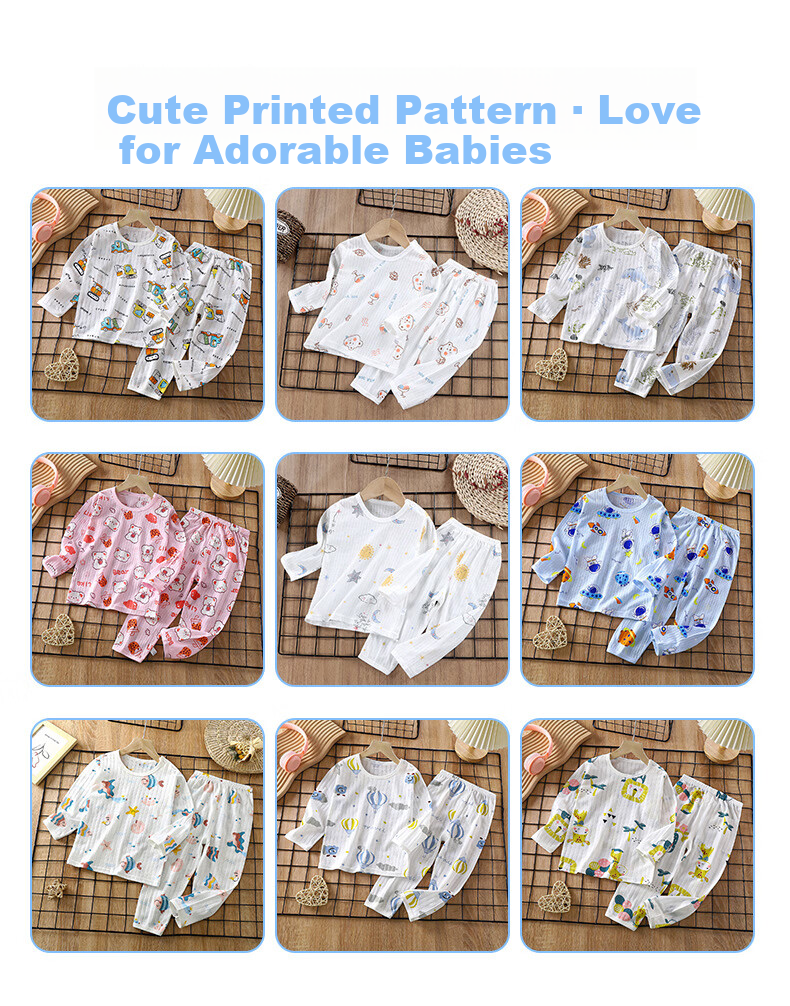 Yuzhaolin Kids Cotton Pajamas Boys Girls 3/4 Sleeve Air Conditioning Thin Sleepwear Cool Puppy 110 4