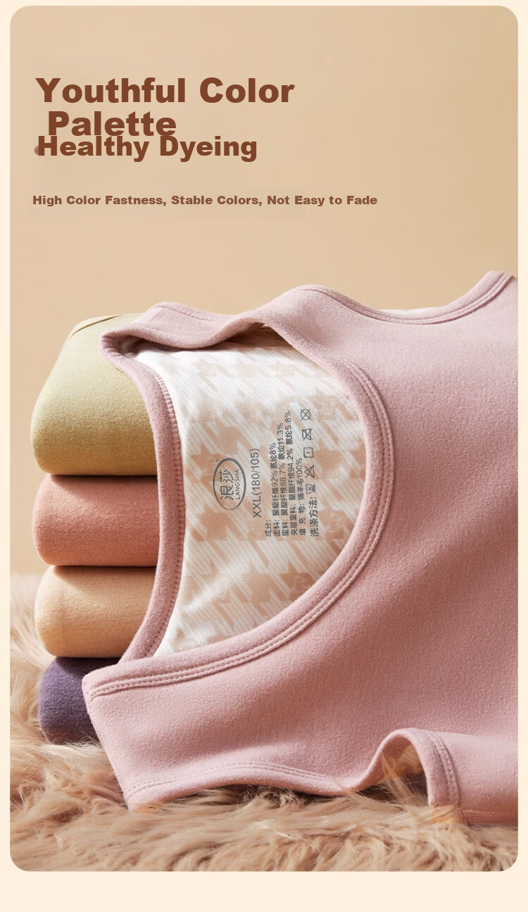 Langsha Women's Thermal Vest 100% Wool Filled Autumn Winter Antibacterial Thickened Cold-Resistant Base Layer Top 12
