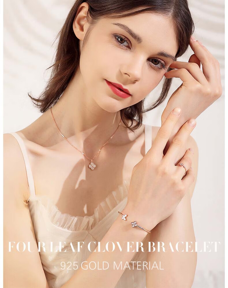 Grace Girl Original Real Diamond Four-Leaf Clover Butterfly Bracelet for Women, Rose Gold Jewelry, Anniversary Birthday Gift for Girlfriend 1