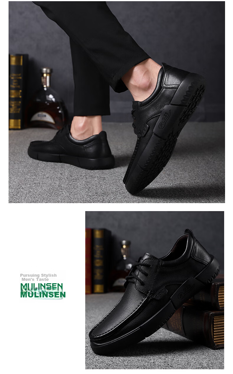 MULINSEN Men's First Layer Cowhide Business Casual Breathable Soft Sole Driving Shoes M9011026 12