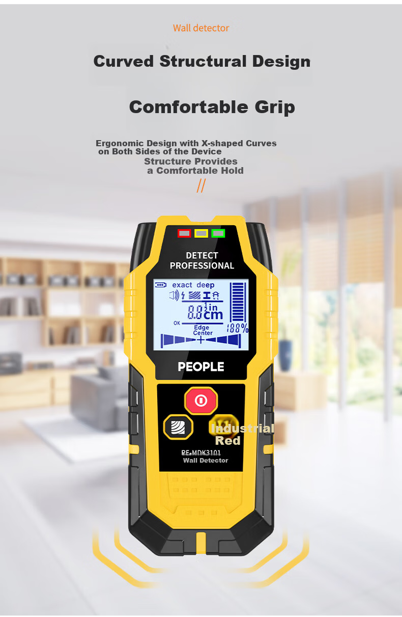 People Multifunctional Wall Detector Metal Rebar Wire Water Pipe Wood Detector Live Cable Pipeline Locator 2