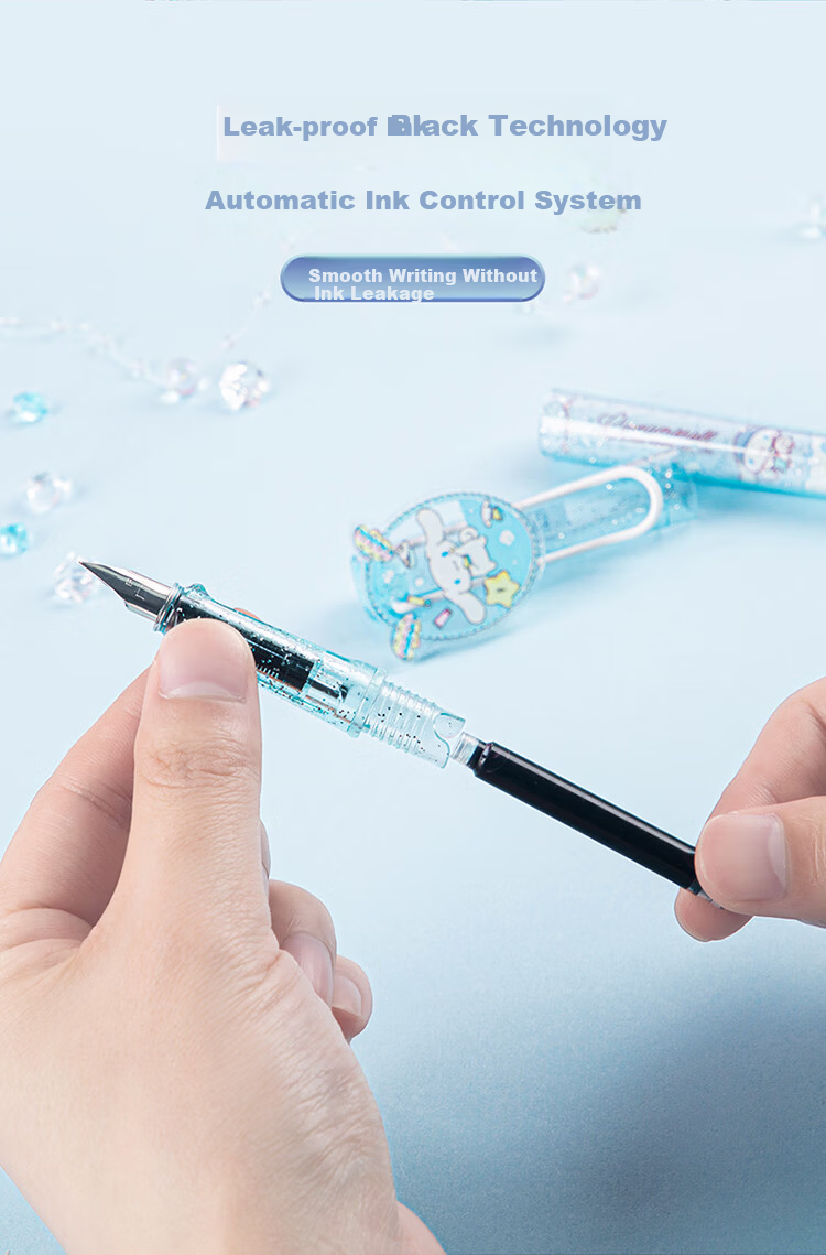 GuangBo & Sanrio Student Fountain Pen for Grades 4-6, EF Nib, Refillable Ink Cartridge, Hard Nib Calligraphy Pen, Girls' Gift, Random Pattern KT82288-H 3