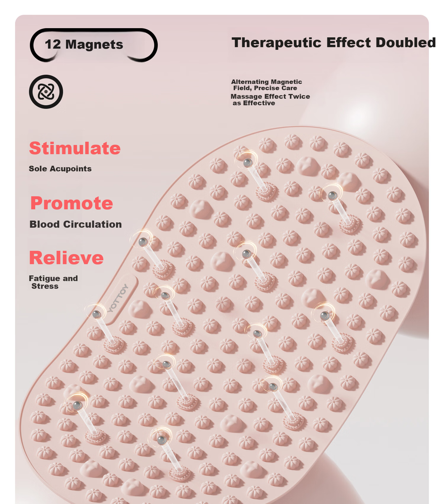 Yottoy Liquid Soft Silicone Acupressure Board Slow Jogging Traditional Chinese Medicine Weight Loss Foot Massage Mat Pink 7