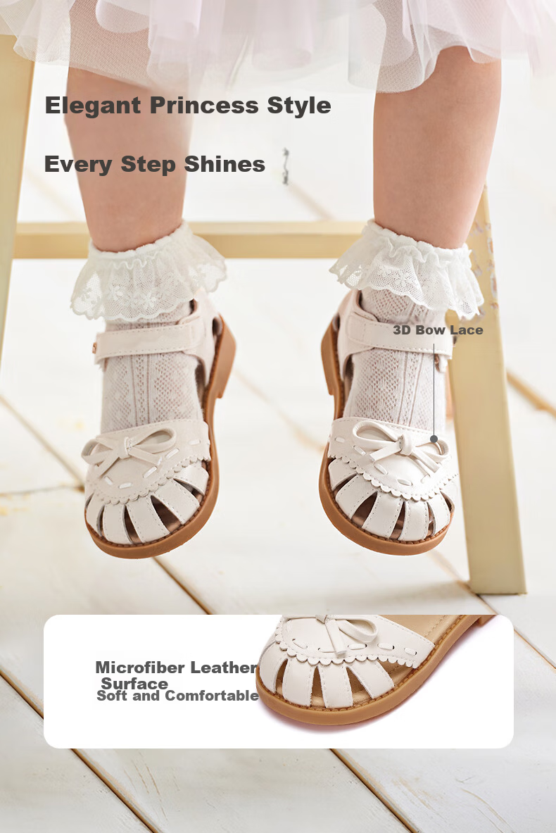 DAVE & BELLA Kids Sandals Girls Princess Closed-Toe Baby Shoes Infant Summer Walking Shoes 2