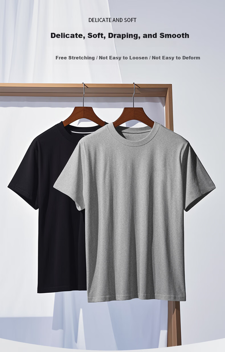 LangSha Men's Short Sleeve Pure Cotton Antibacterial Thin T-Shirt White 3