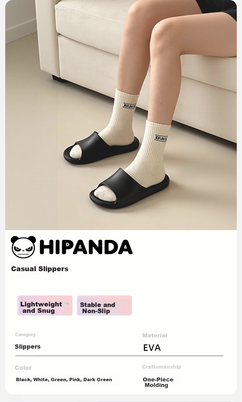 HIPANDA Non-Slip Soft Sole Slippers Durable Couple Home Bathroom Indoor Shower Slippers Dark Night Black Size 40-41 3