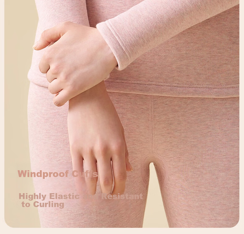 Urban Beauty Women's Thermal Underwear Set Autumn Winter Fleece Lined Thickened Flame Velvet Minus 40°C Cold Resistant Windproof 23