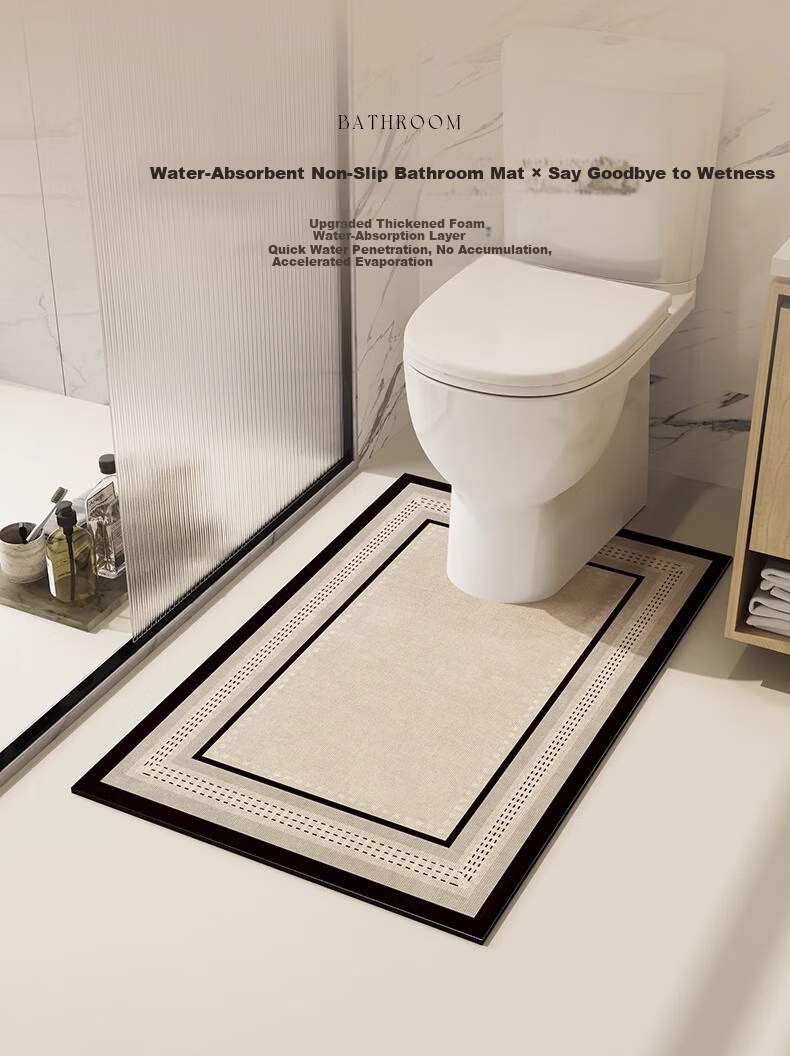 Yinshang Bathroom U-Shaped Toilet Edge Absorbent Non-Slip Floor Mat Toilet Seat Floor Sticker U-Shape 55*60CM 1