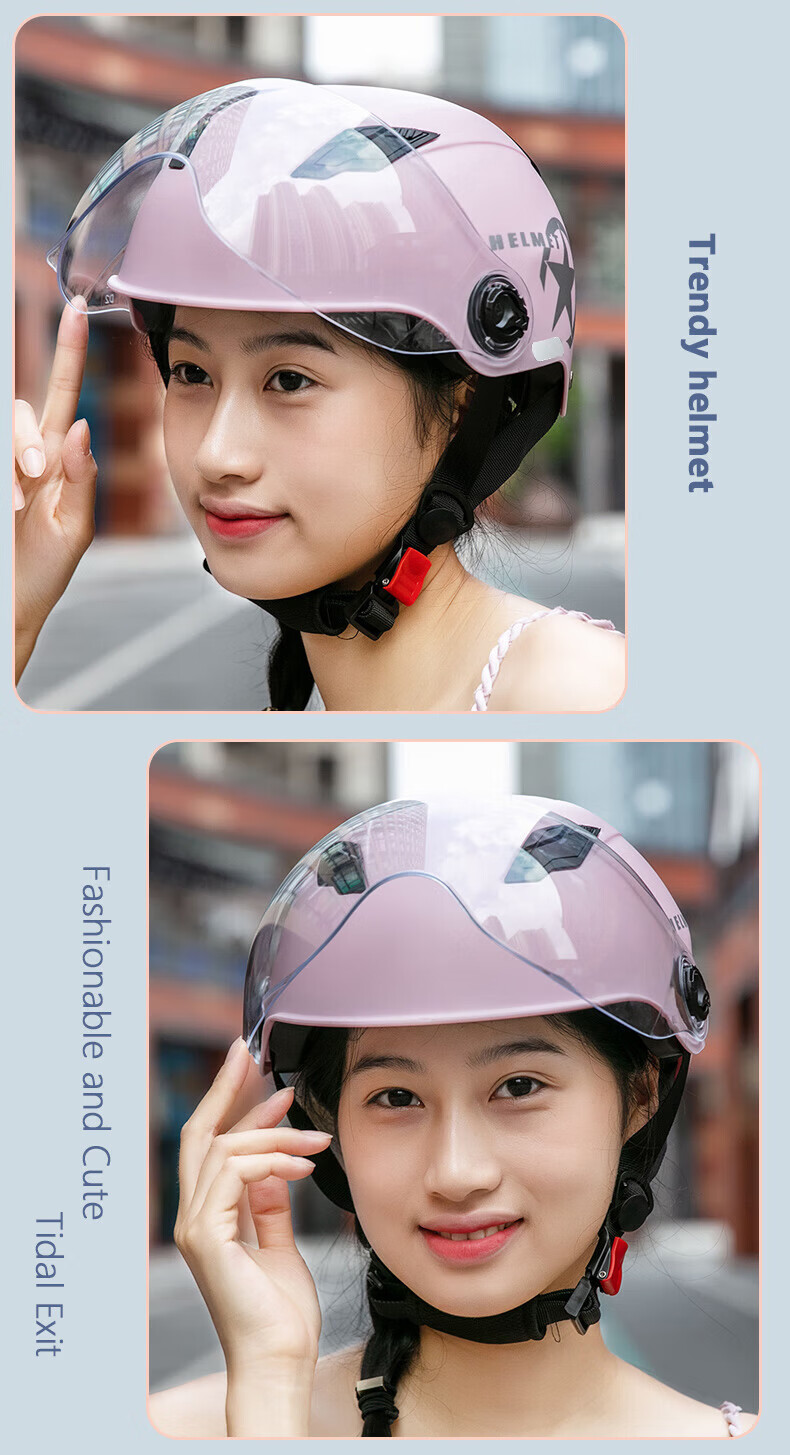 Adandyish Motorcycle Helmet 3C Certified New National Standard A Electric Bike Helmet Unisex Summer Sun Protection Safety Cap Four Seasons Lightweight Half Helmet 805 Matte Black 22
