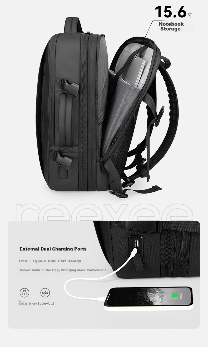 REEYEE Men's Multifunctional Large Capacity Travel Backpack 8
