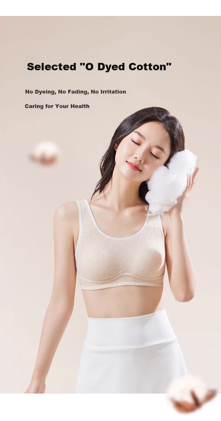 GUJIN Zero-Dye Organic Cotton 2-Pack Seamless Girls' Underwear Development Stage II Teen Bra for Middle and High School Students Size 85 9