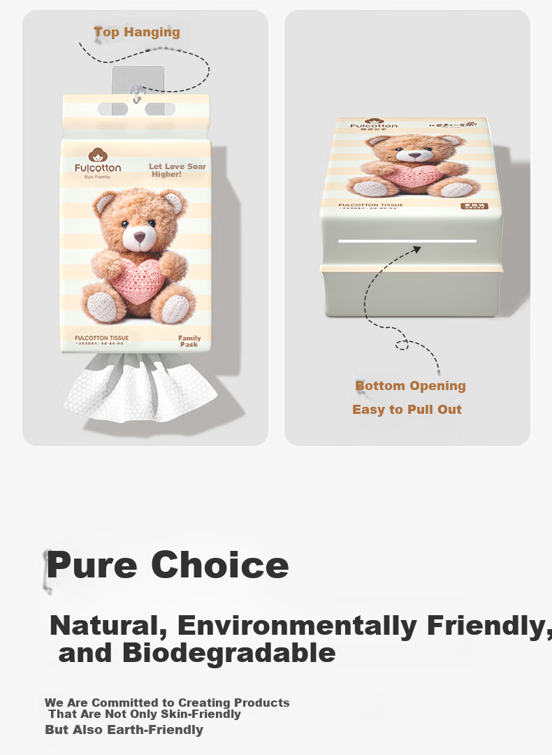 FulCotton Full Cotton Soft Wipes Dual-Use Dry and Wet Hanging Thick Facial Towels 210 Sheets*1 Pack 17