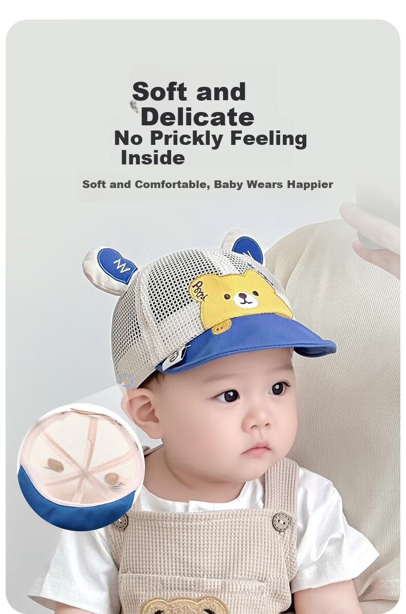 Aibao Baby Hat Spring and Autumn Cartoon Baseball Cap for Kids Outdoor Sunshade Blue Bear T150 17