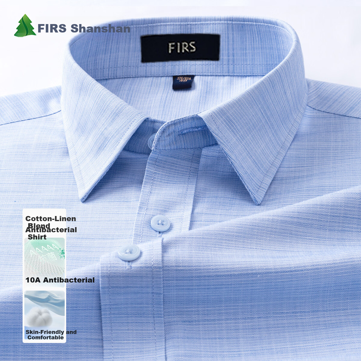 FIRS Linen Blend Long Sleeve Shirt Men New Casual Breathable Textured Cotton Linen Antibacterial Shirt