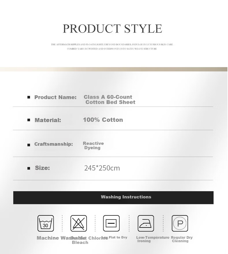 MUJI A-Class 60s Xinjiang Long-Staple Cotton Bed Sheet Single 100% Pure Cotton 1.8/2m Bed Full Cotton Quilt Cover 245x270cm 13