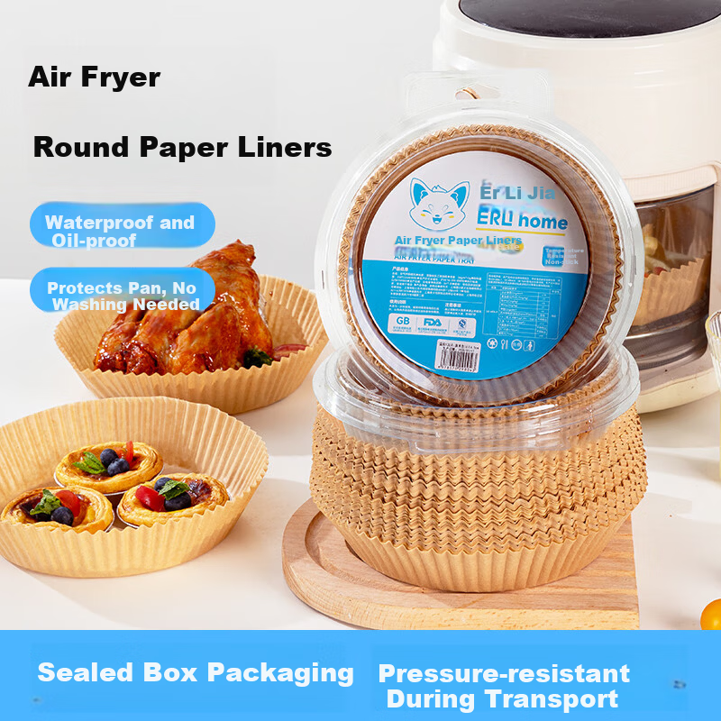 Erlijia Kitchen Paper Non-Stick Round Air Fryer Liner Baking Oven Silicone Oil Paper Tray
