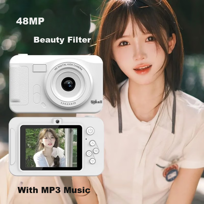AIBOLAI ABLA2 Digital Camera CMOS Lightweight Portable HD Dual Lens Card Camera Cartoon Kids Sticker White Package 4