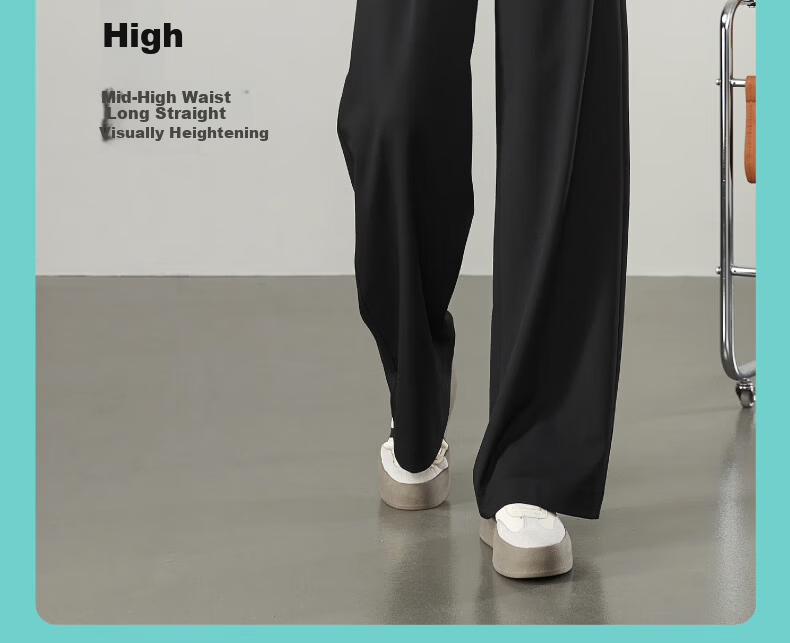 ESE-Y Wide-Leg Suit Pants for Women, New Spring 2025 High-Waist Draping Slimming Trousers, Black-Extended Length, Size 27 7