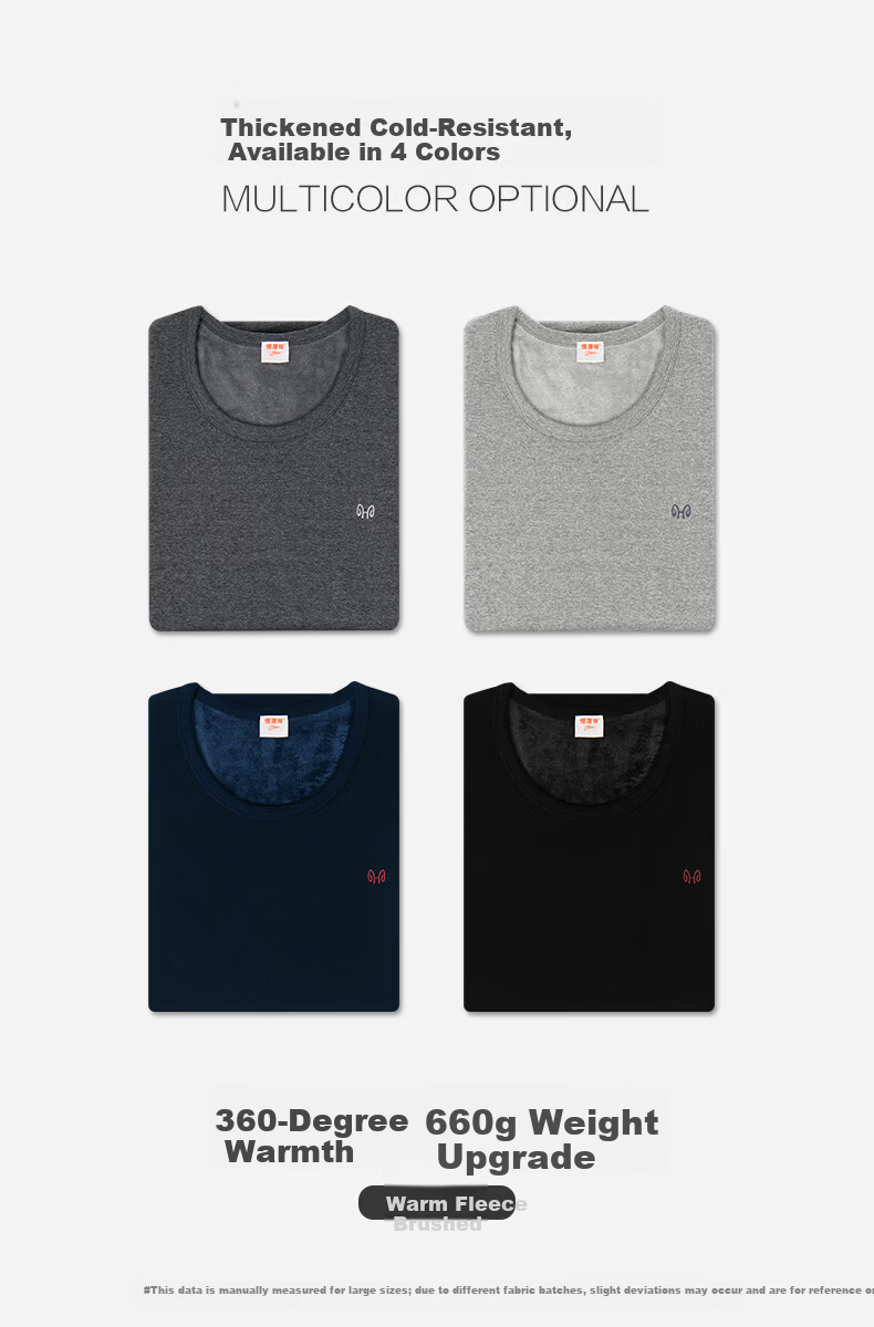 Hengyuanxiang [50W Best-Selling] Thermal Underwear for Men And Women, Fleece-Lined Thick Autumn Top And Bottom, Middle-Aged And Elderly Cotton Set 2