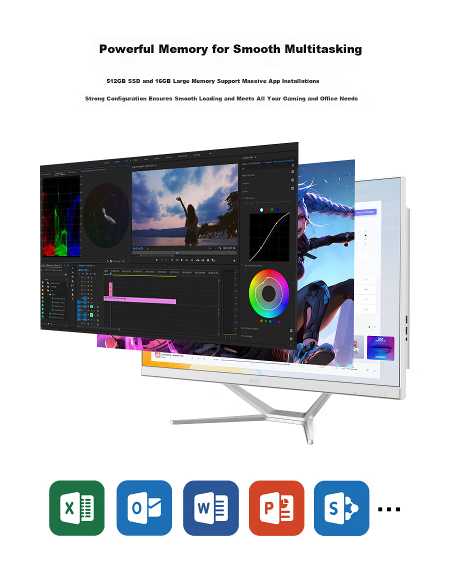 Acer Hummingbird 27-Inch All-In Desktop Computer (12th Gen Core I3-N355, 16GB RAM, 512GB SSD) Flicker-Free Office Use 5