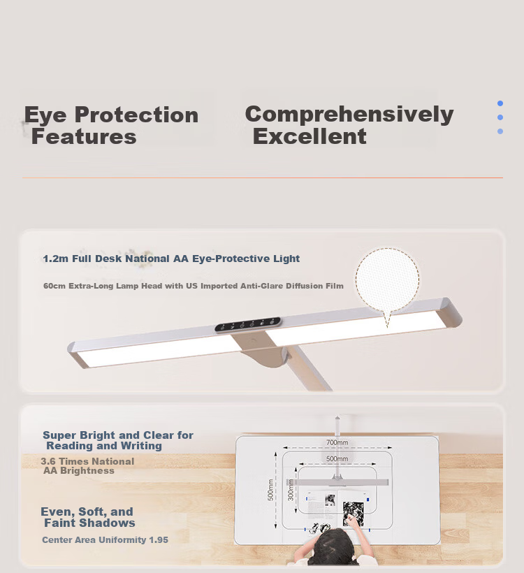 Haishibao National AA Grade Children's Eye Protection Lamp Student Study Anti-Blue Light Anti-Myopia Full Spectrum Dormitory Desk Lamp L3 8