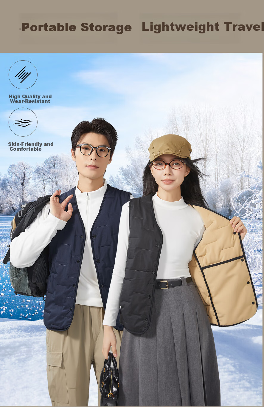 SNOWFLYING Women's Wool Filled Vest Autumn Winter Warm Lightweight Outerwear Layered Sleeveless Jacket 2