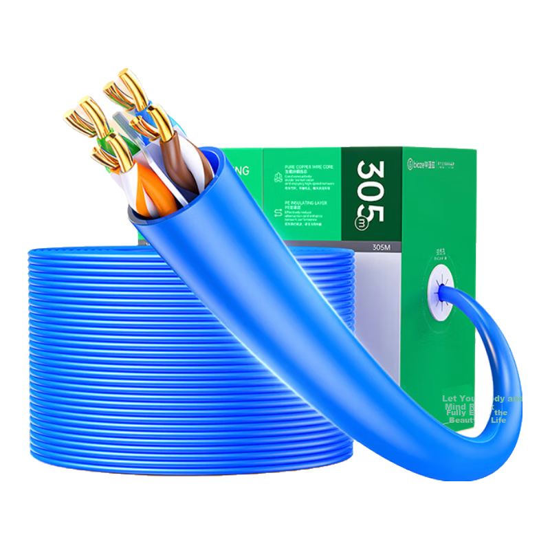 BIAZE WX45-305-Blue Cat6 Network Cable Security Engineering Pure Copper Gigabit Unshielded Twisted Pair Home Security Network Wiring Surveillance Cable 305m