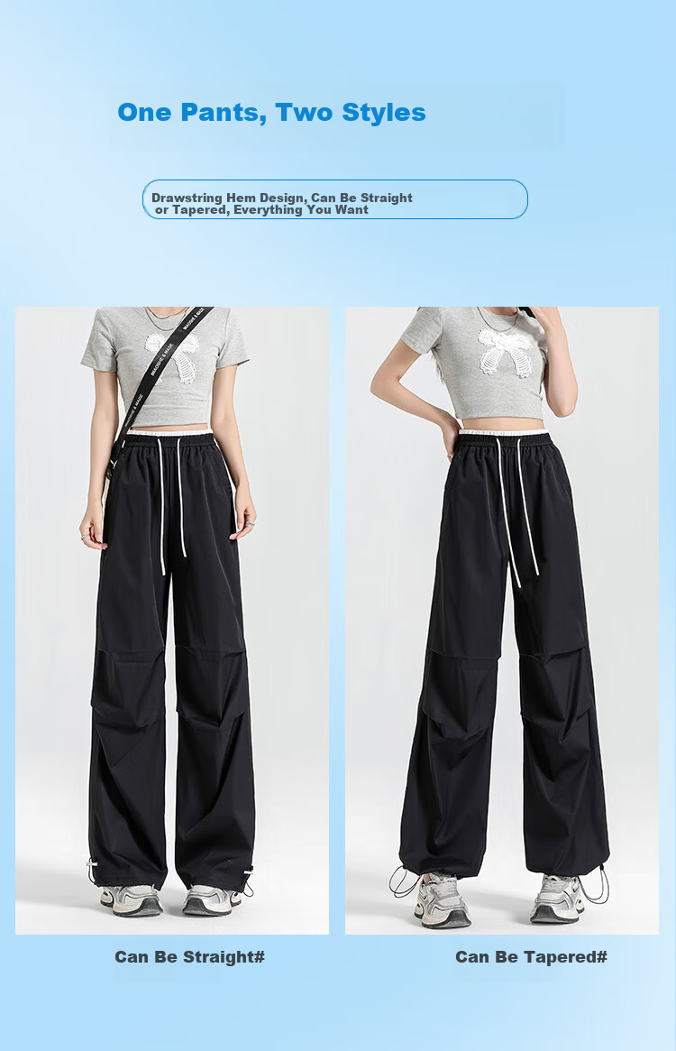 Free Style Paratrooper Cargo Pants for Women Spring Summer High Waist Draped Casual Wide Leg Ice Silk Quick-Dry Hiking Sports Pants 10