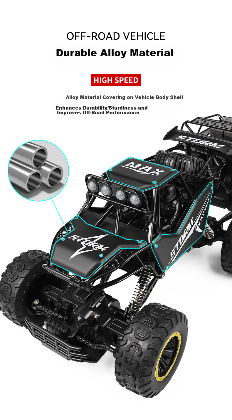 Kailesi 50cm Silver 6-Wheel 6WD Off-Road Alloy RC Remote Control Toy Car Dual-Speed Boys Birthday Gift 3