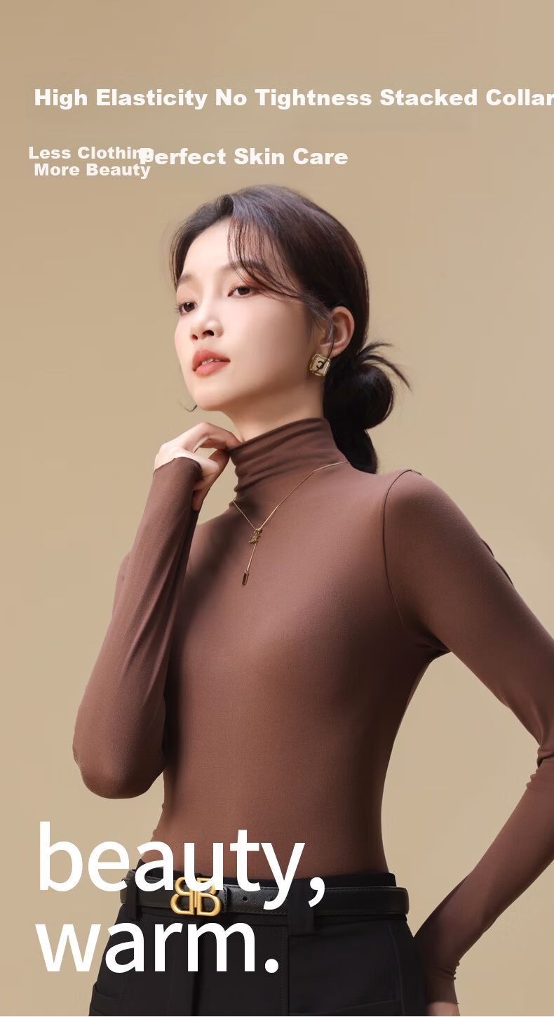 Miiow Women's Stylish Black Slim Fit Turtleneck Thermal Base Layer Top 1