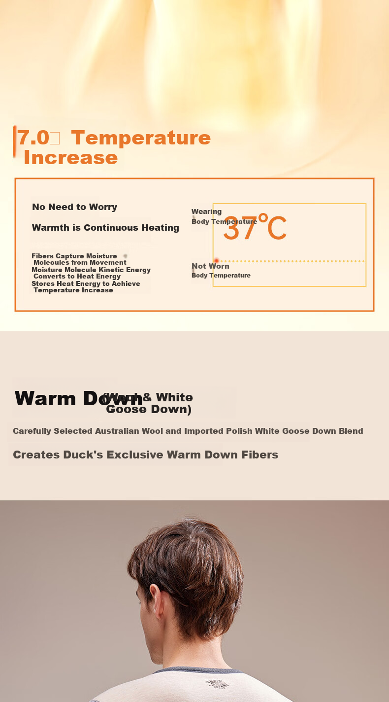 YAYA Goose Down Tencel Thermal Underwear Men German Velvet Heating Cashmere Fleece Thickened Autumn Top and Bottom Base Layer Set Winter 5