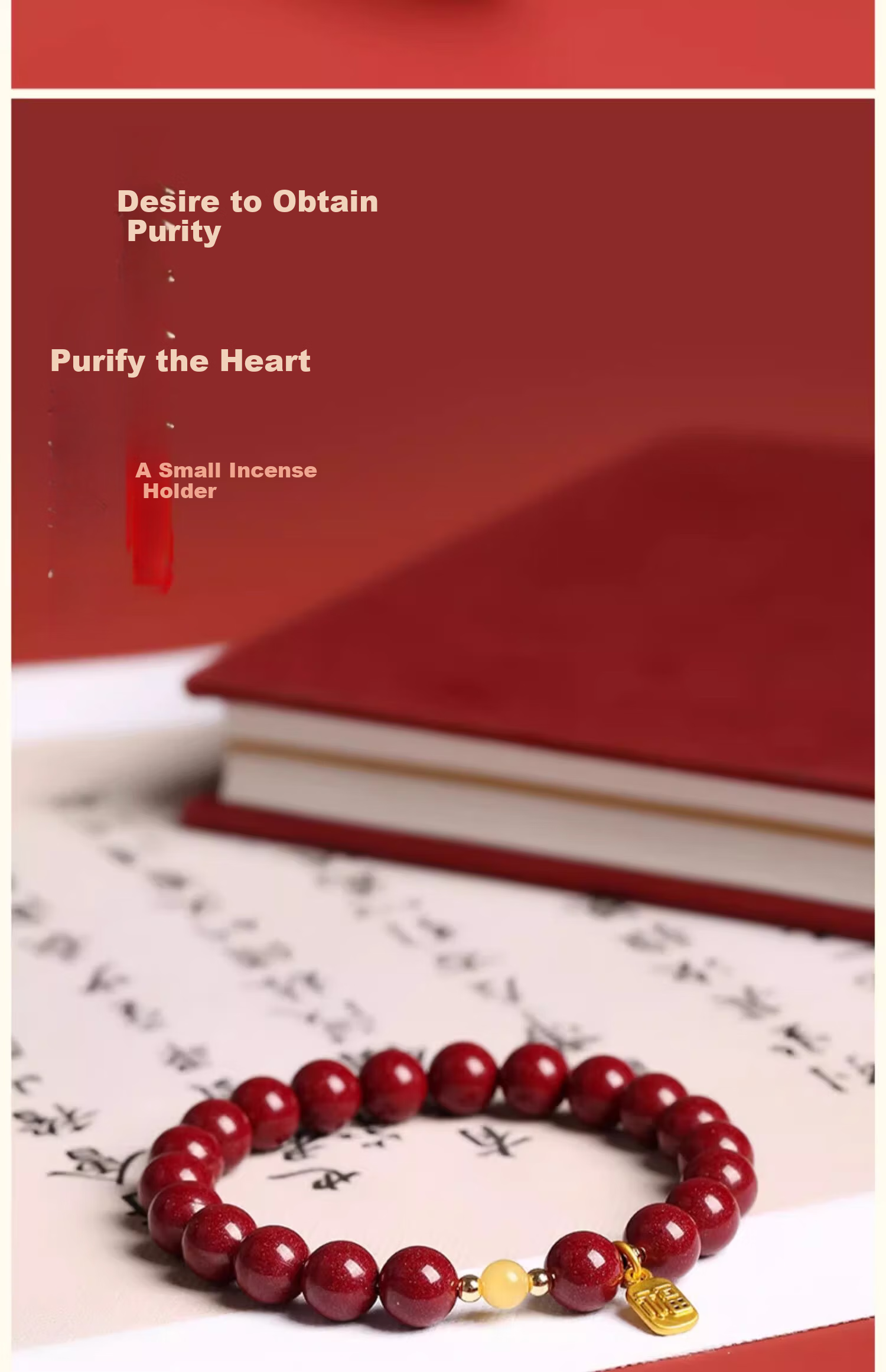 Putuo Mountain High Content Cinnabar Bead Amber Five Elements Bracelet Purple Gold Sand Bracelet Anniversary Gift for Men and Women 13
