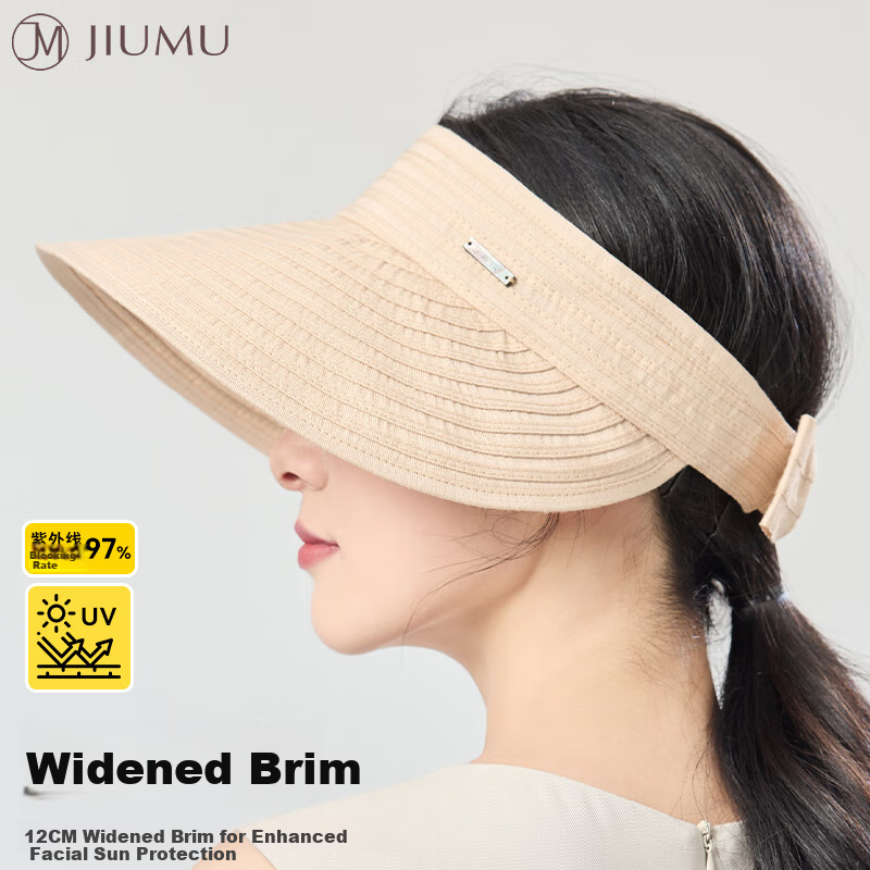 JIUMU Linen Sun Protection Hat for Women, Sunshade Cap, Open-Top Cooling Hat, Summer Mountaineering Face-Covering UV Protection Hat