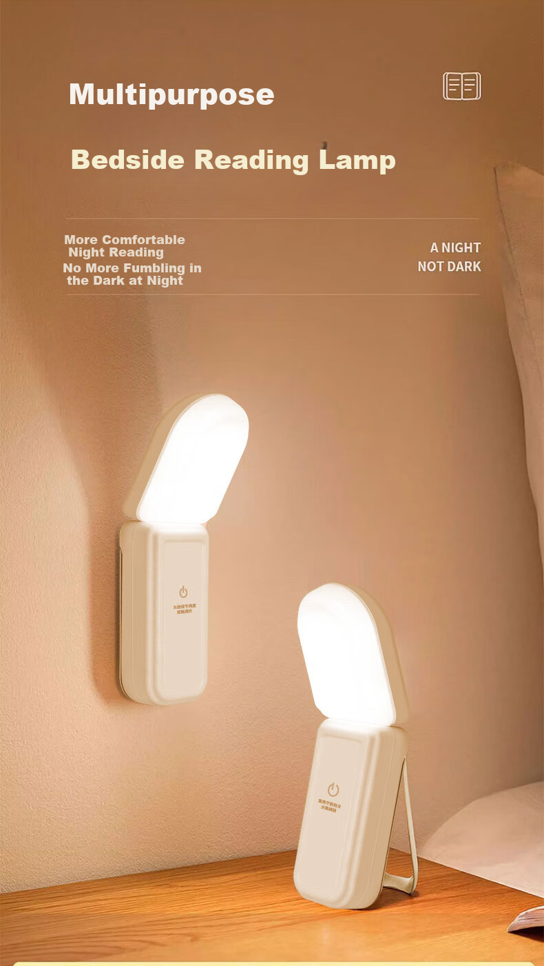 Jingqian Small Night Light Bedroom Bedside Reading Lamp Wall-Mounted Magnetic Rechargeable Desk Lamp Eye Protection Study Light 1