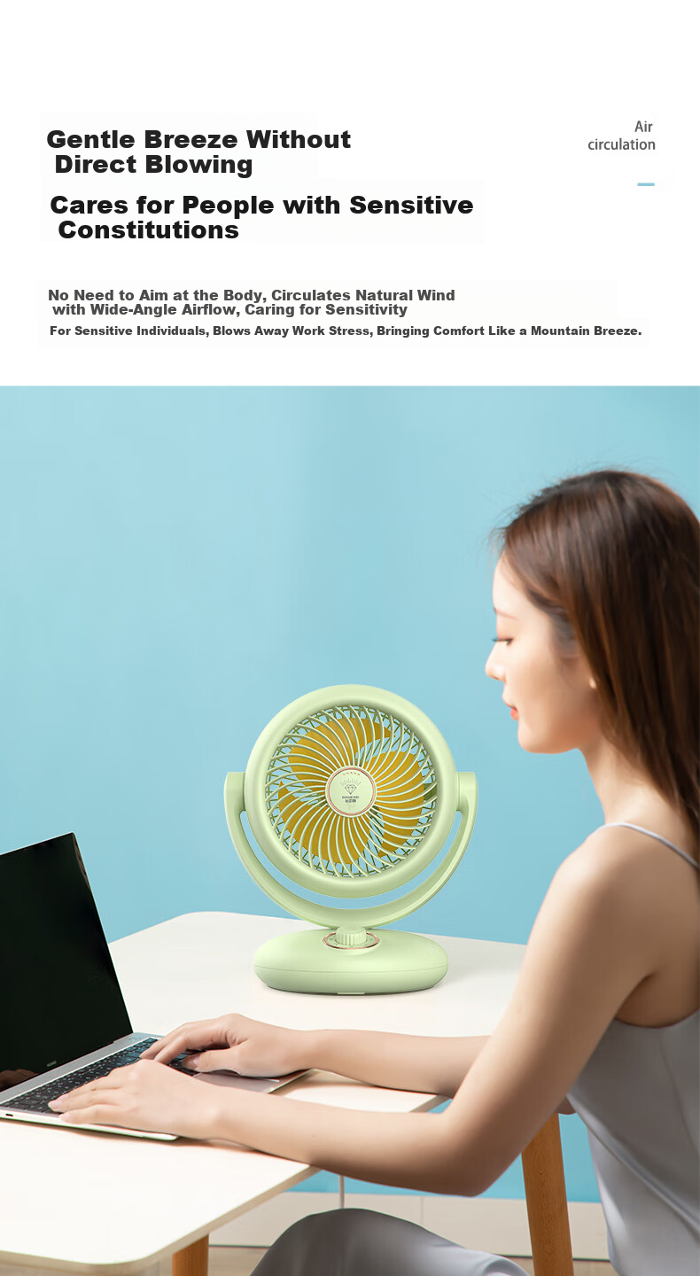 DIAMOND Air Circulation Fan Home Electric Desktop Table Fan High Airflow Oscillating AC Fixed Frequency Quiet Lightweight Fan Bedroom Energy-Saving Small Fan KFX2406J 11