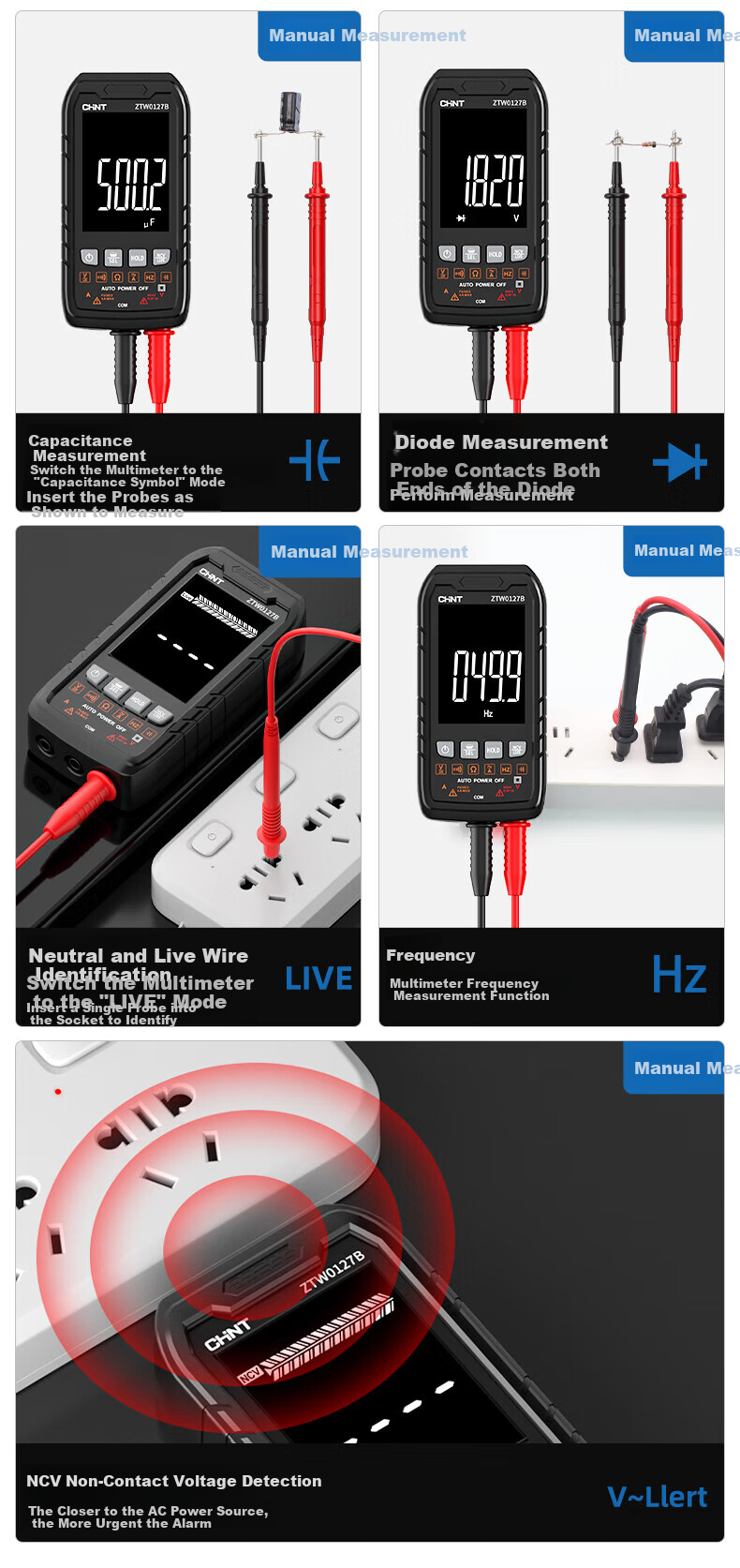 CHNT Digital Multimeter High Precision Anti-Burn Portable Smart Fully Automatic Multifunctional Electrician Repair Universal Meter 15