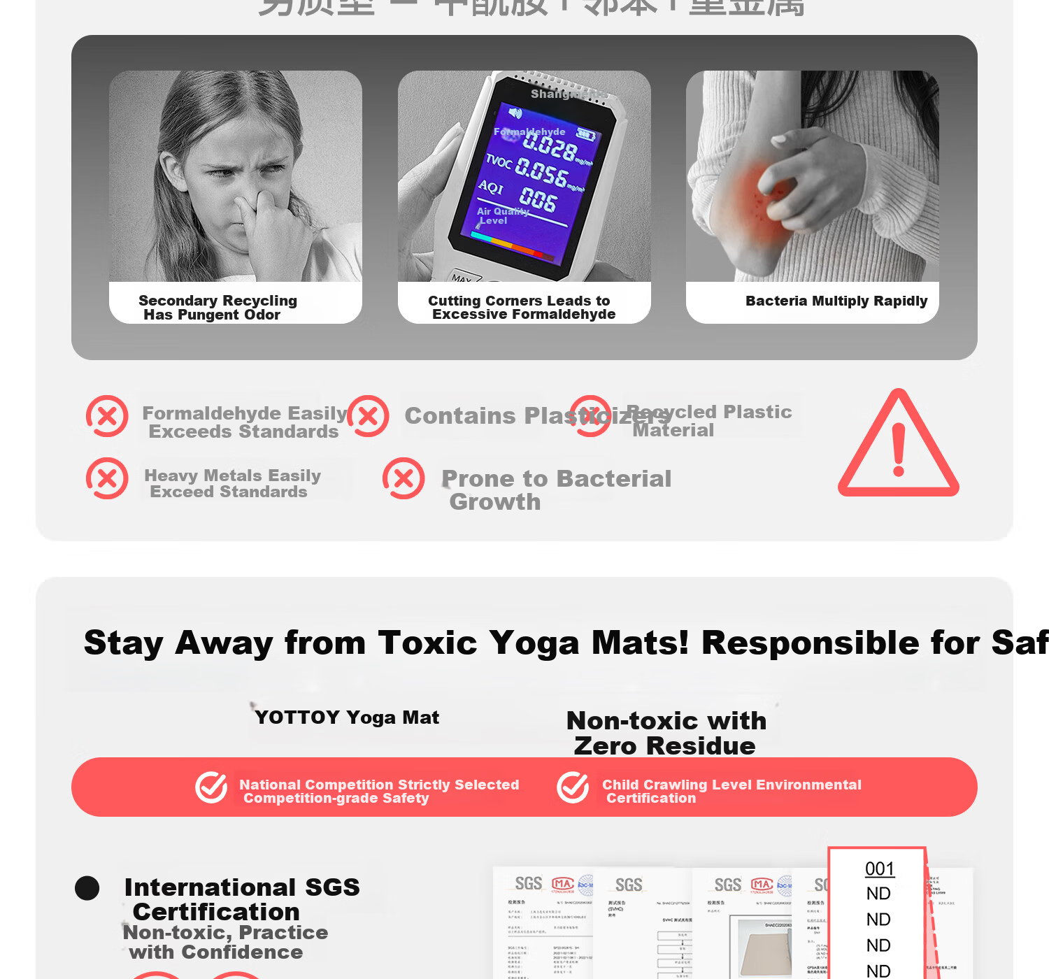 Yottoy Antibacterial Yoga Mat Non-Slip Mat Women's Floor Mat Home Fitness Mat Thickened Shock Absorption Silent Soundproof Exercise Mat 2