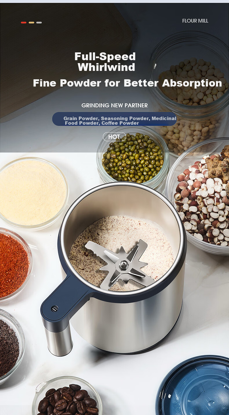 Deming Household Grinder Ultra-Fine Herbal Pulverizer Small Grain and Spice Mill Pepper Powder Grinder 4
