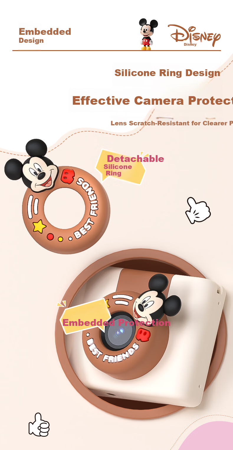Disney Kids Camera CCD Digital Camera Entry-Level Student Camera Travel Portable Toy for Boys and Girls Birthday Gift Box C1 Minnie 6