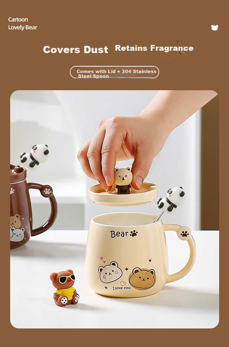 Baqianxing Ceramic Mug, Coffee Cup, High-Quality Water Cup with Lid And Spoon, Gift Box for Girlfriend's Birthday Present 5