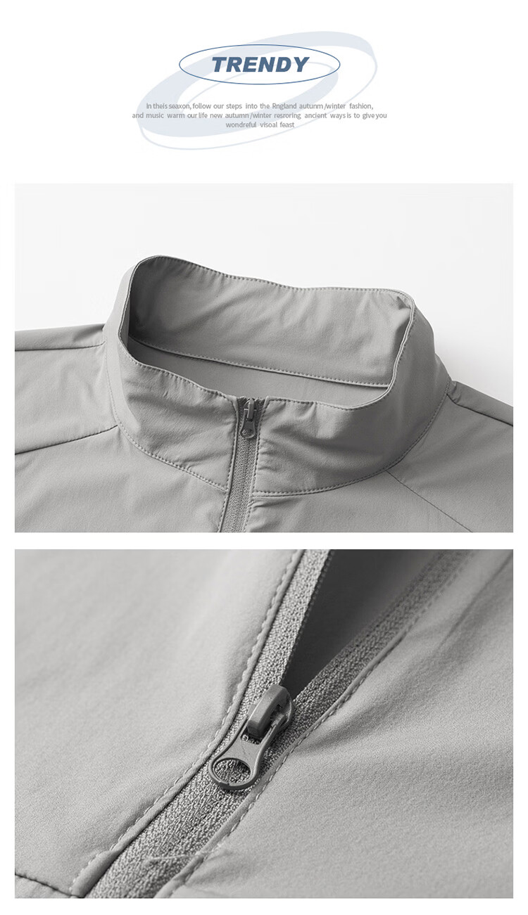 Hodo Men's Summer Long Sleeve Stand Collar Sun Protection Jacket Lightweight UV Protection Loose Skin Jacket 18