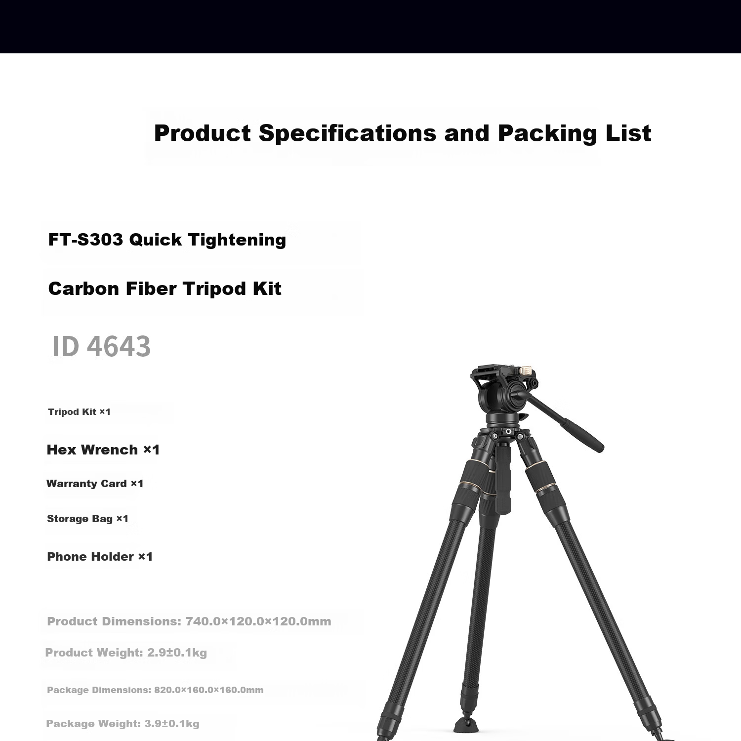 SmallRig 4645 Carbon Fiber Tripod FT-S303 Professional Photography Quick Release Hydraulic Damping Video Heavy Duty Camera Support Tripod 17