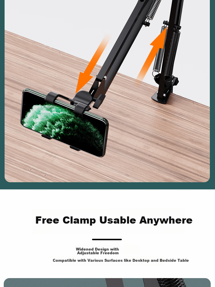 ESCASE Phone Holder Bedside Lazy Stand Desktop Overhead Shooting Stand Online Learning Douyin Short Video Game Live Streaming Drama Watching Exam Study Tool Stable 360° Adjustable Foldable 9